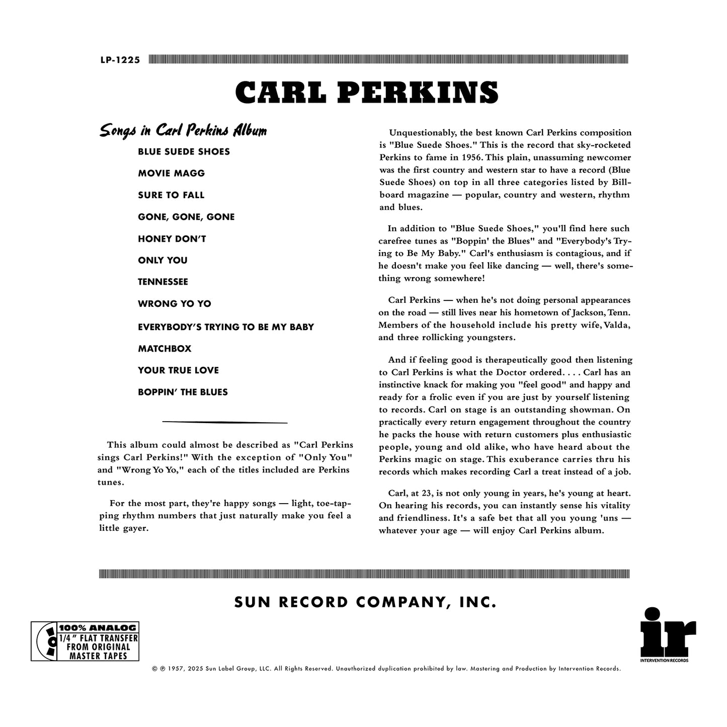 Carl Perkins "Dance Album of Carl Perkins" 180G LP (PRE-ORDER)