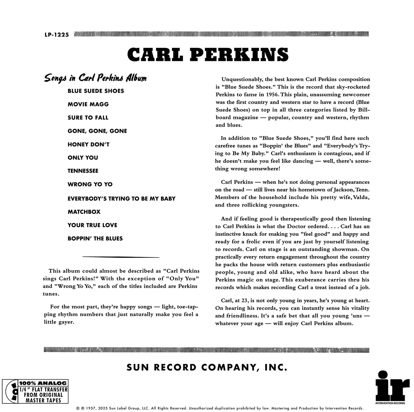 Carl Perkins "Dance Album of Carl Perkins" 180G LP (PRE-ORDER)